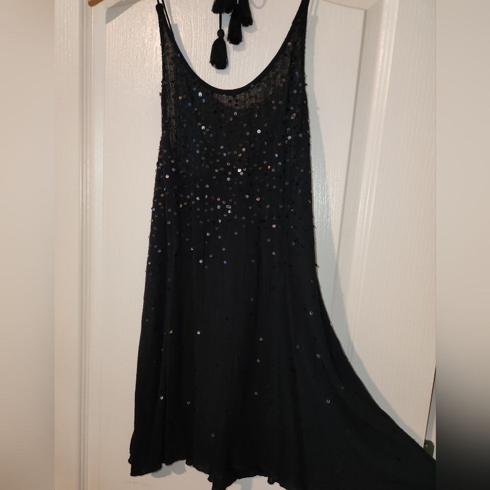 Free People Navy Blue Blouse/Dress Sequin Size S